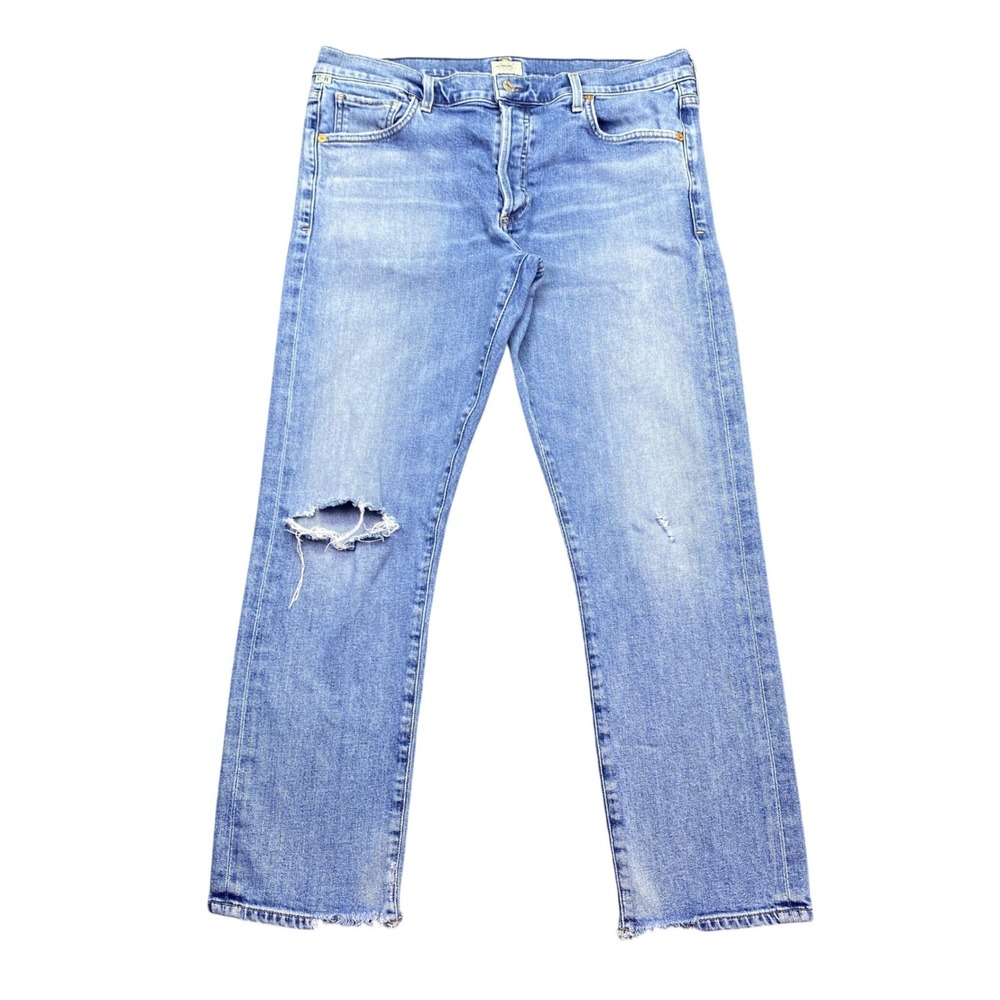 Citizens of Humanity Emerson Slim Boyfriend Jeans Blue Distressed Sz 29 1797-990